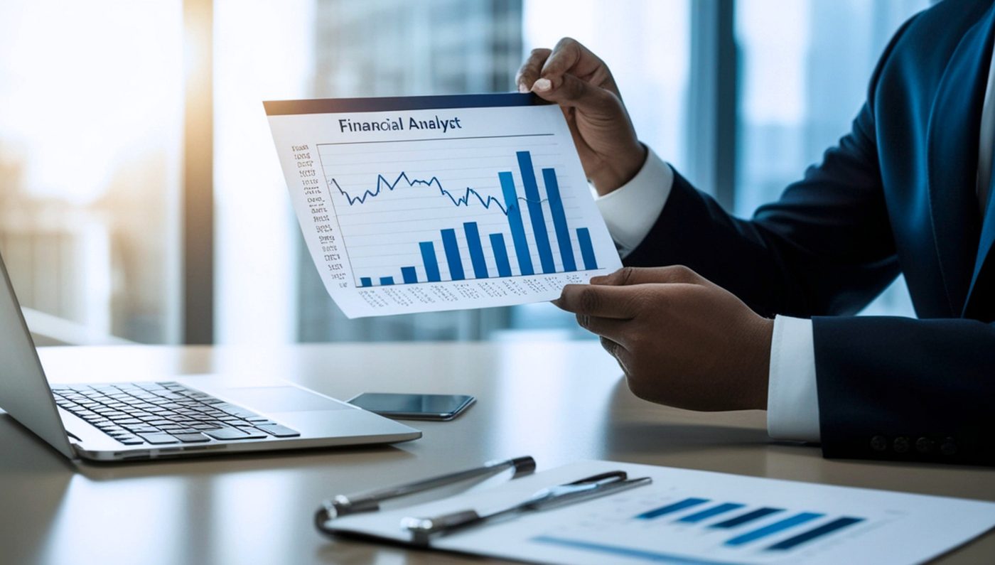 Reporte financiero con gráficas de barras revisado en una reunión de análisis de datos